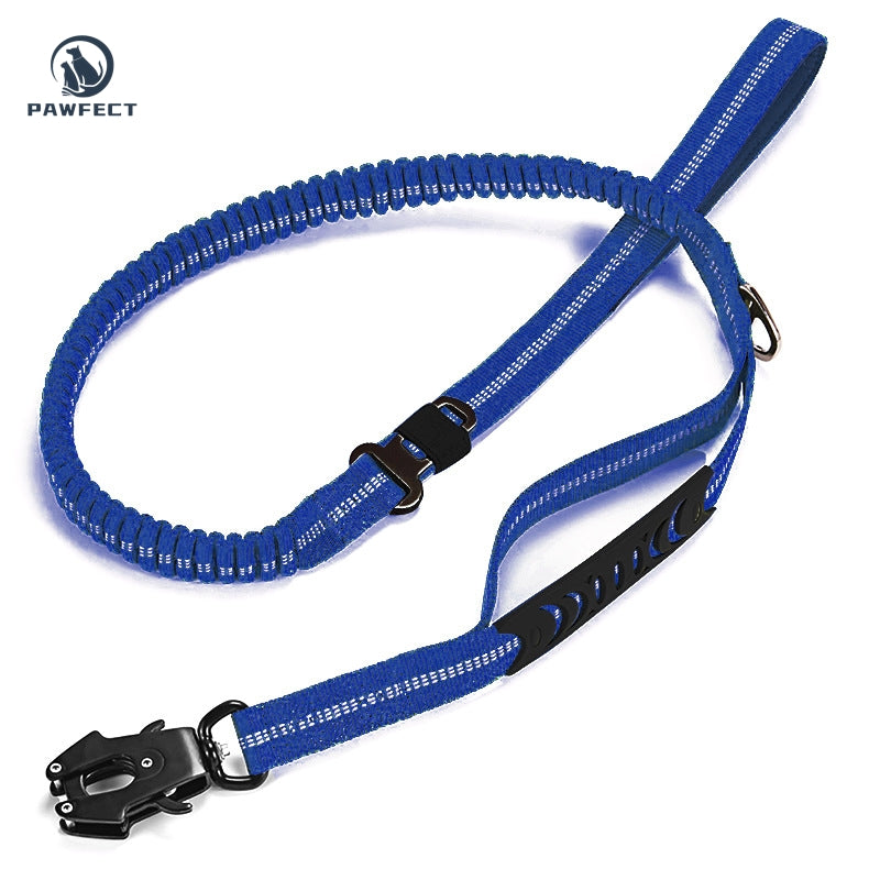 Reflective Pet Leash with Car Seatbelt Buckle & Frog Clip