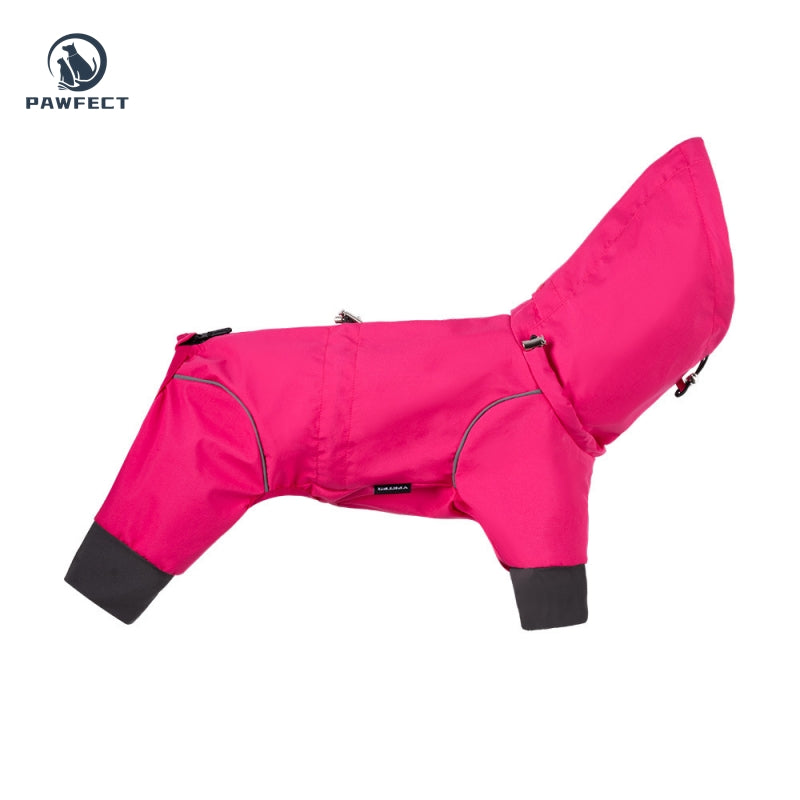 Waterproof Dog Raincoat with 4-Leg Coverage and Leash Hole