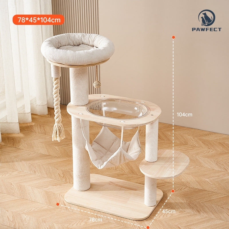 Multi-Functional Cat Tree with Scratch-Resistant Build & Space Capsule Nest