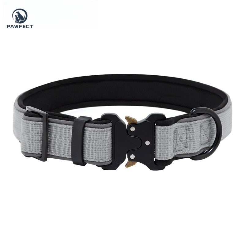 Durable Adjustable Dog Collar with Reflective Piping