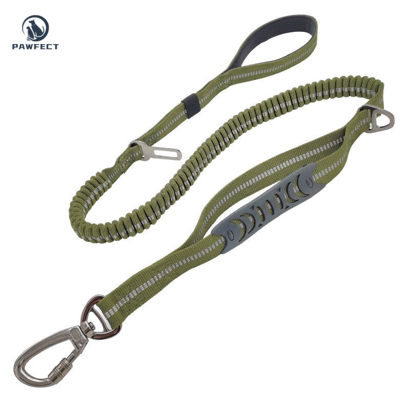 Reflective Elastic Dog Leash with Car Seatbelt Buckle
