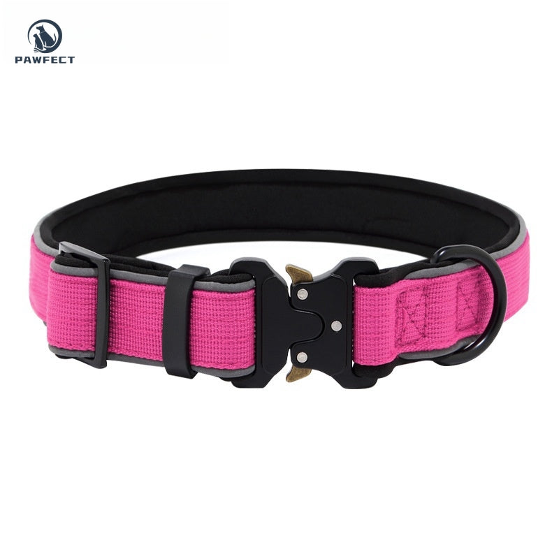 Durable Adjustable Dog Collar with Reflective Piping