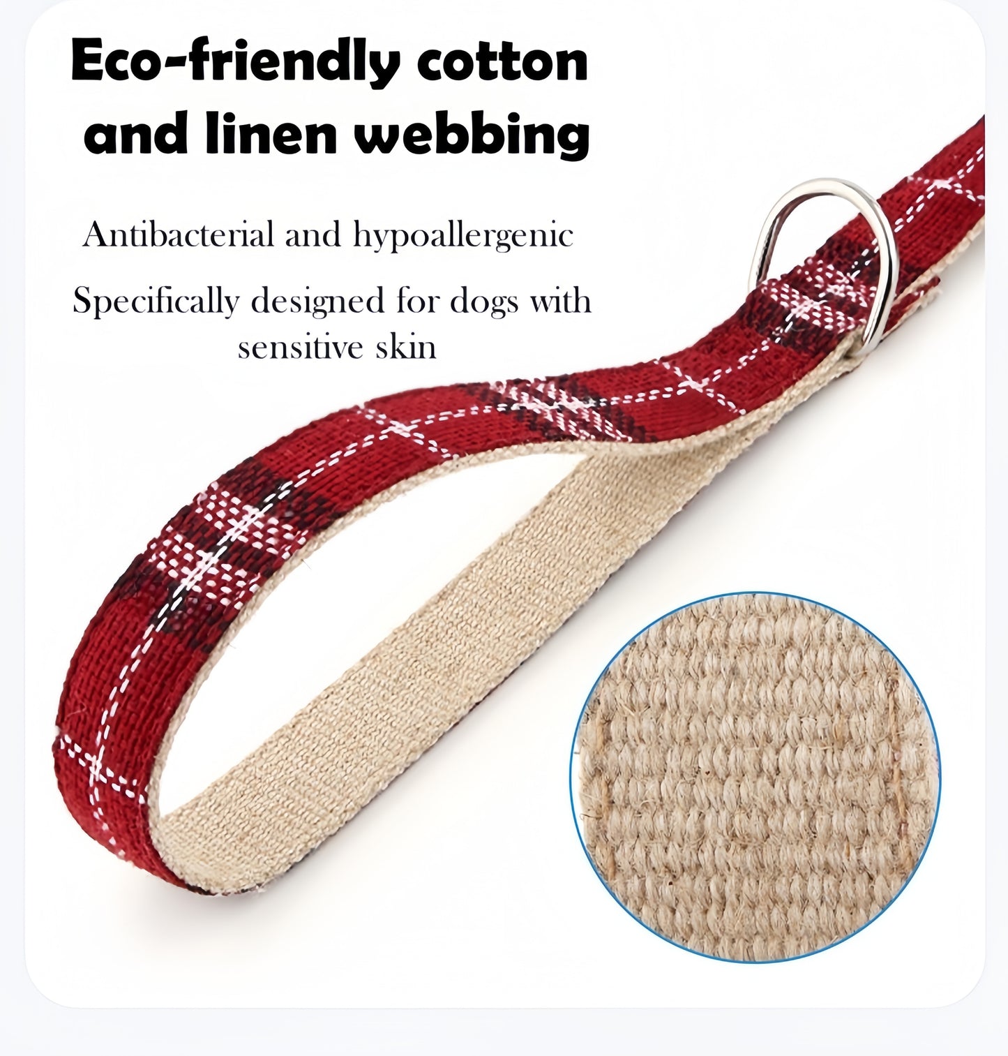 Eco-Friendly Cotton Linen Dog Leash: Hypoallergenic & Antibacterial