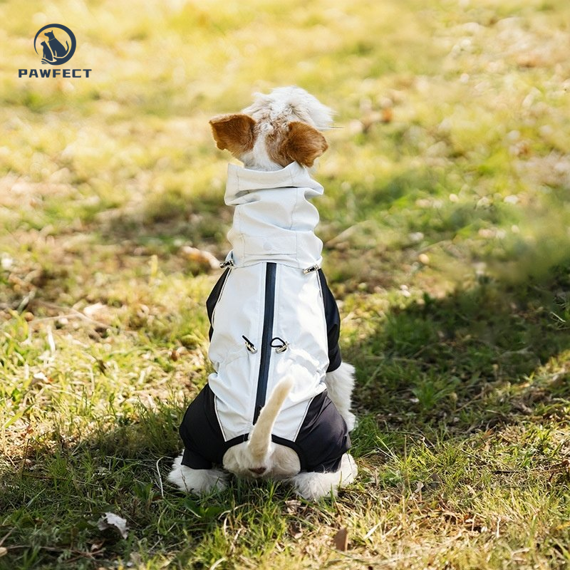 Waterproof Dog Raincoat with 4-Leg Coverage and Leash Hole