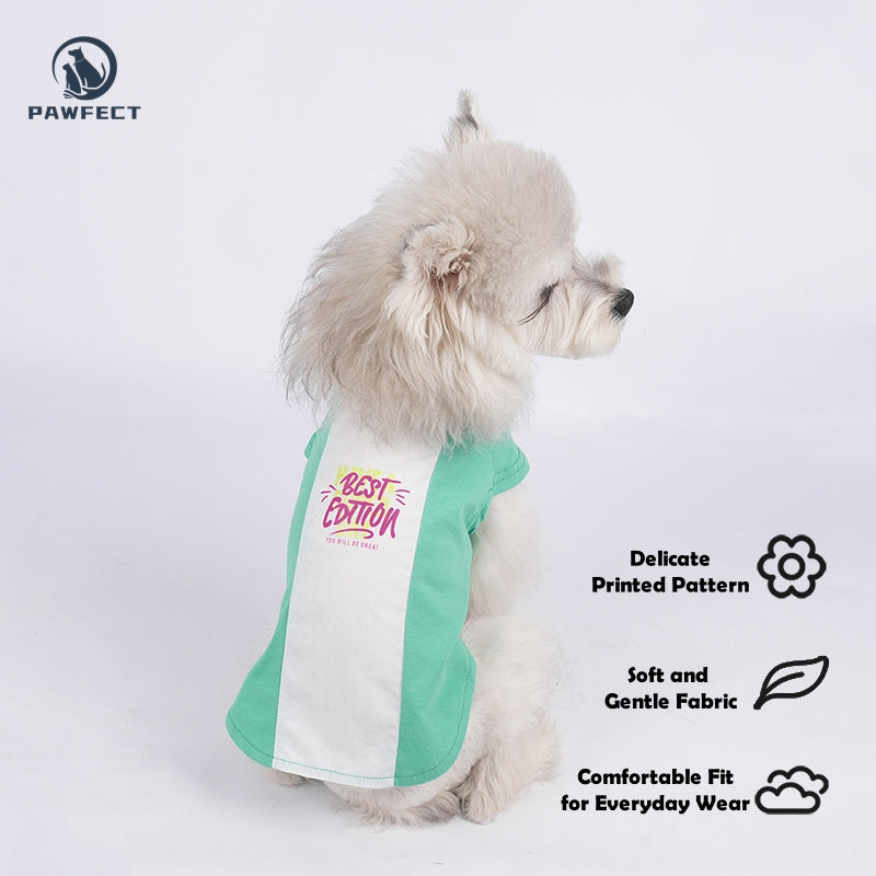 Lightweight Colorblock Printed Flutter-Sleeve Two-Leg Dog Romper