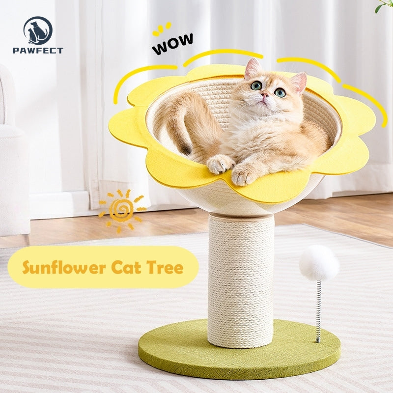 Sunflower-Inspired Cat Climber with Scratch-Resistant Nest & Climbing Post