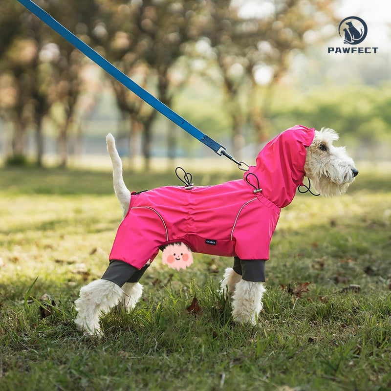 Waterproof Dog Raincoat with 4-Leg Coverage and Leash Hole