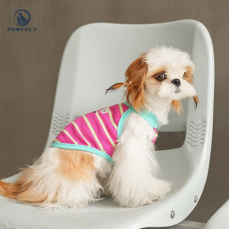 Lightweight Sweet Striped Dog Tank Top with Stretchy Fabric