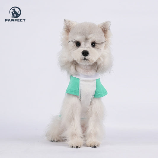 Lightweight Colorblock Printed Flutter-Sleeve Two-Leg Dog Romper