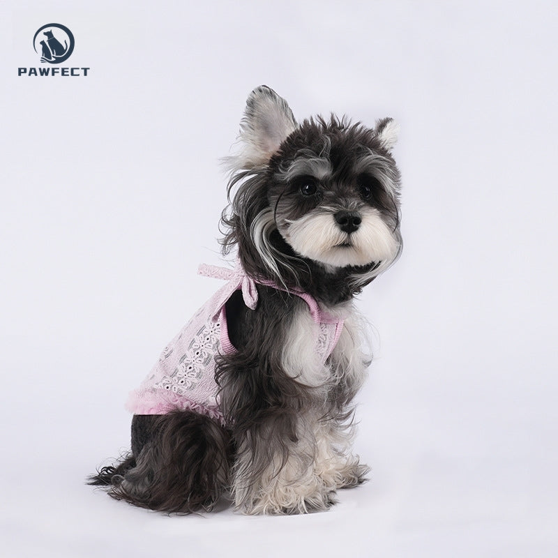 Lightweight Mesh Jacquard Dog Tank Top with Sweet Strap Design