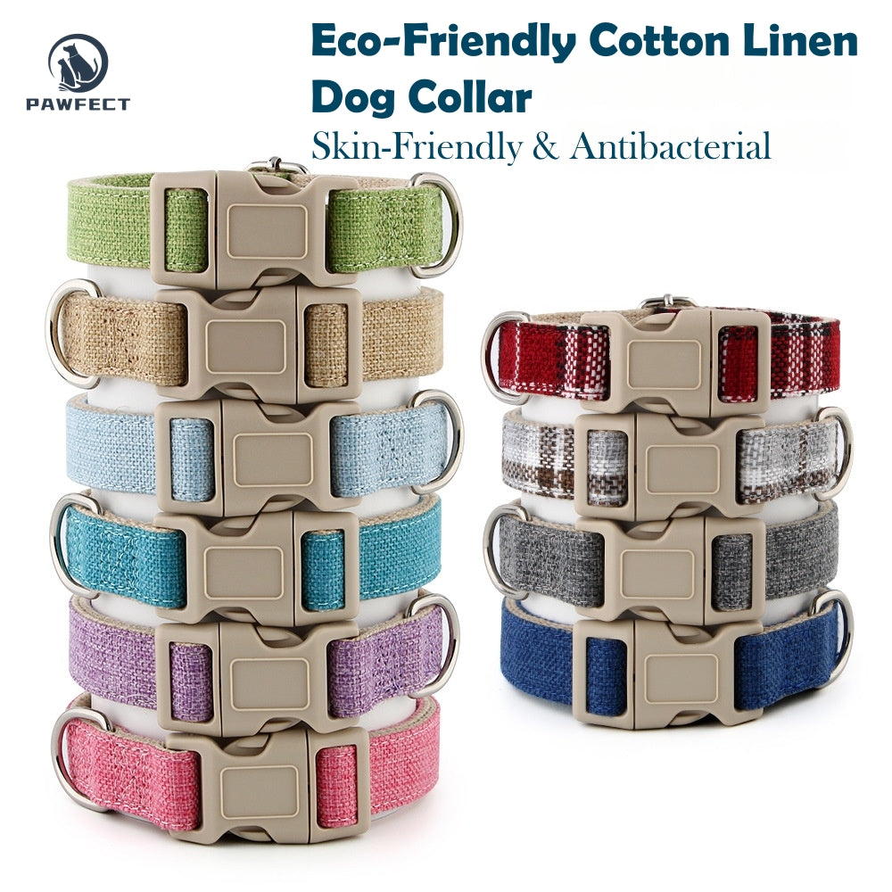Eco-Friendly Cotton Linen Dog Collar: Hypoallergenic & Antibacterial