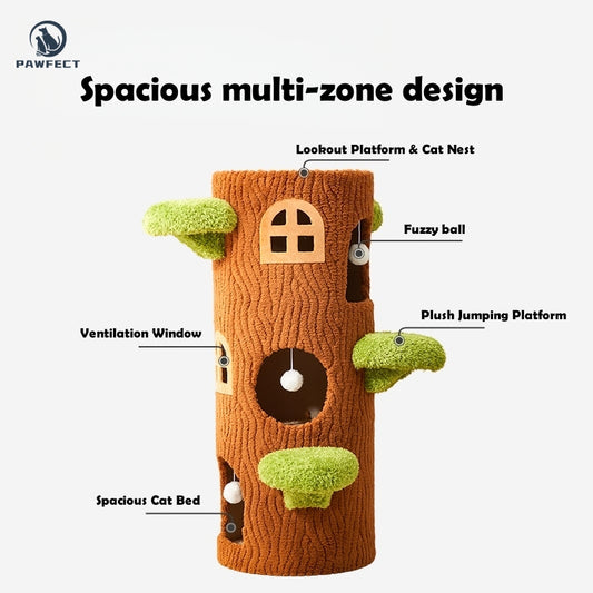 Tree-Shaped Multi-Level Cat Tower with Scratching Post & Cozy Nests