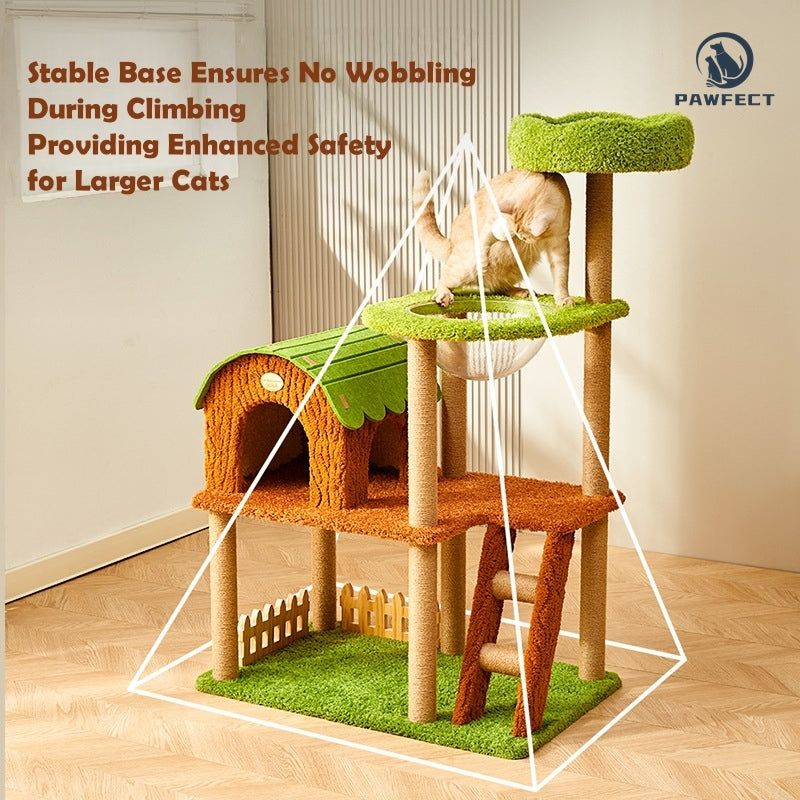 Multi-Functional Cat Tree Tower with Sisal-Wrapped Posts & Cozy Nests