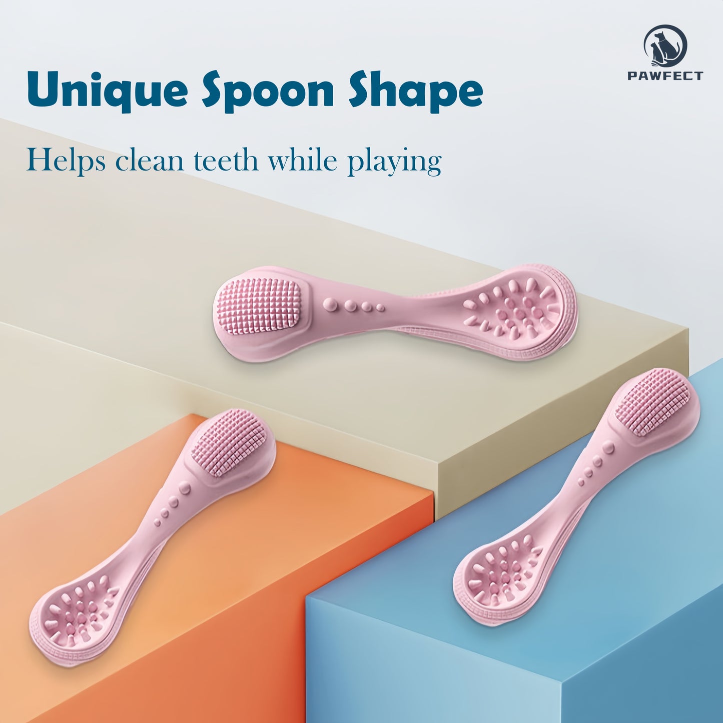 Spoon-Shaped Natural Rubber Chew and Teeth Cleaning Toy for Dogs