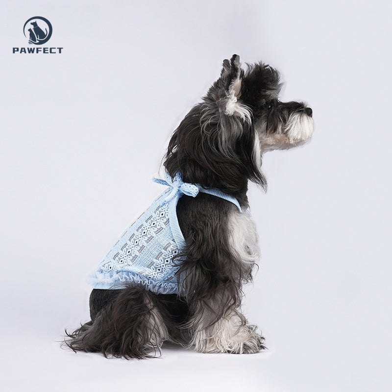 Lightweight Mesh Jacquard Dog Tank Top with Sweet Strap Design
