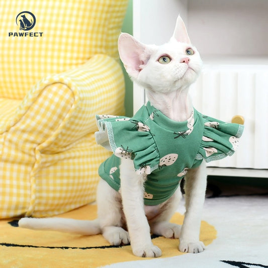 Lightweight Ruffle-Sleeve Two-Leg Shirt for Cats