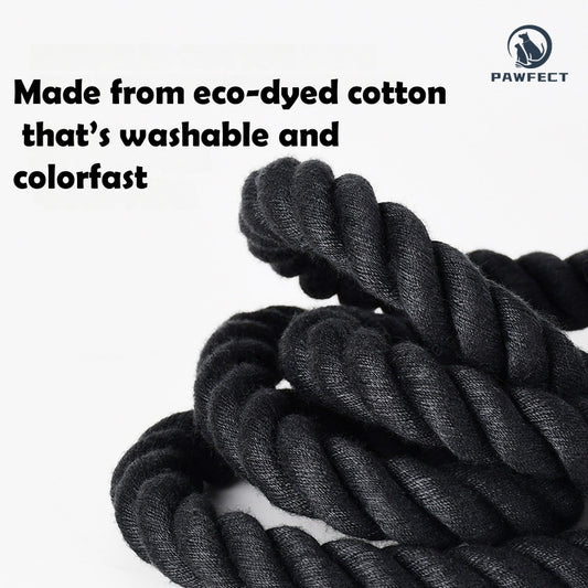 Woven Cotton Dog Collar with Soft Leather