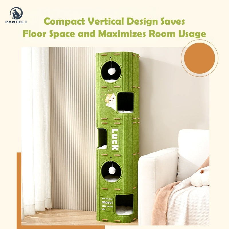 All-in-One Square Felt Cat Condo with Climbing Platform