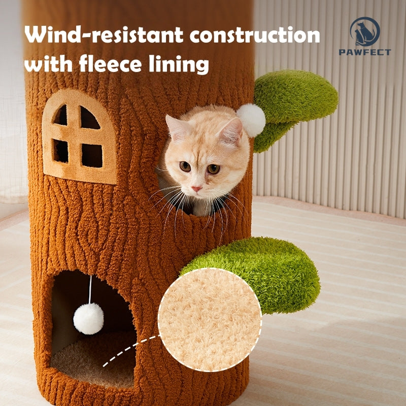 Tree-Shaped Multi-Level Cat Tower with Scratching Post & Cozy Nests
