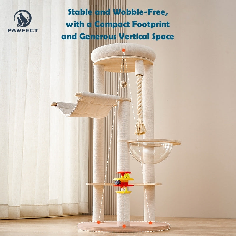 Multi-Functional Cat Tree with Scratch-Resistant Build & Space Capsule Nest