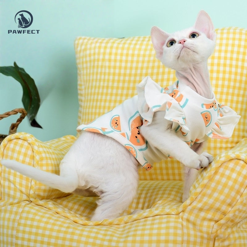 Lightweight Ruffle-Sleeve Two-Leg Shirt for Cats