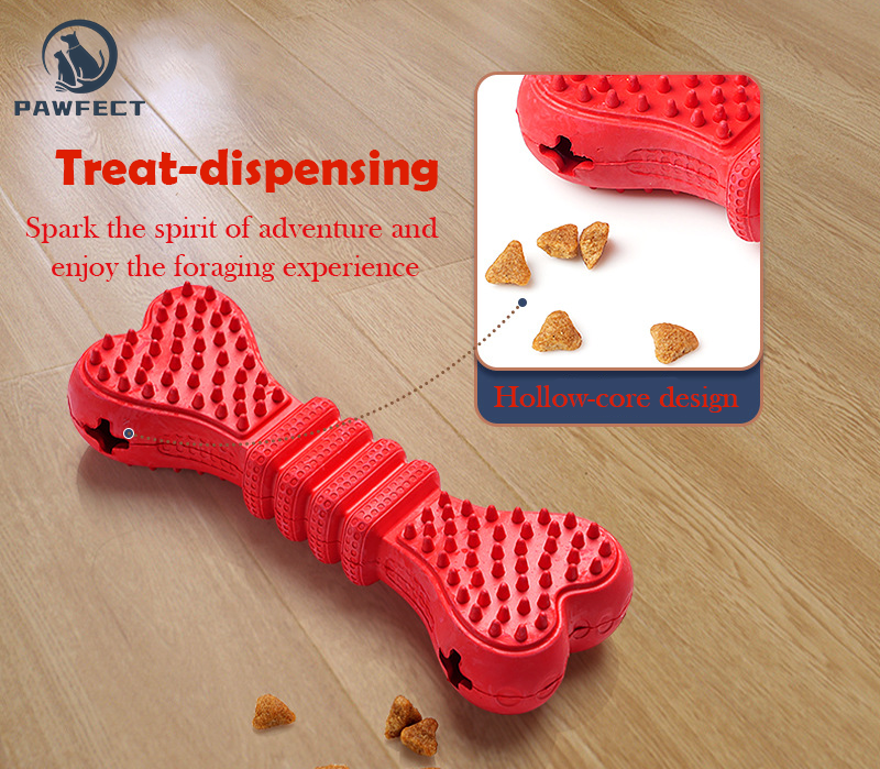 Interactive Soft-Spike Bone Treat Dispensing Chew Toy