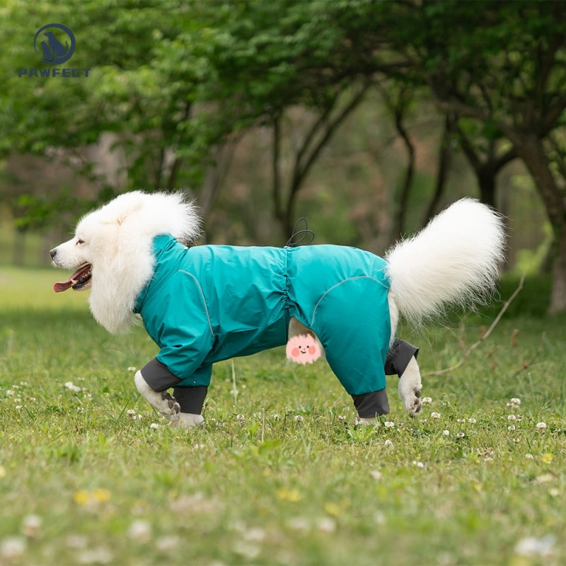 Waterproof Dog Raincoat with 4-Leg Coverage and Leash Hole