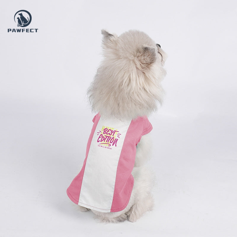 Lightweight Colorblock Printed Flutter-Sleeve Two-Leg Dog Romper