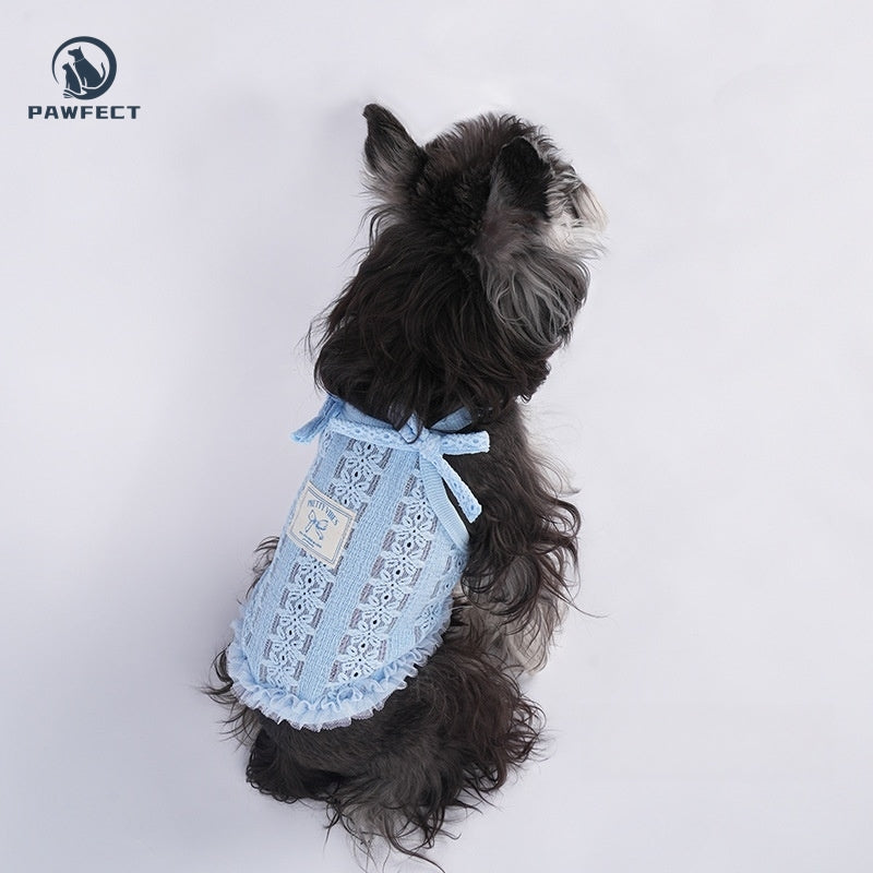 Lightweight Mesh Jacquard Dog Tank Top with Sweet Strap Design