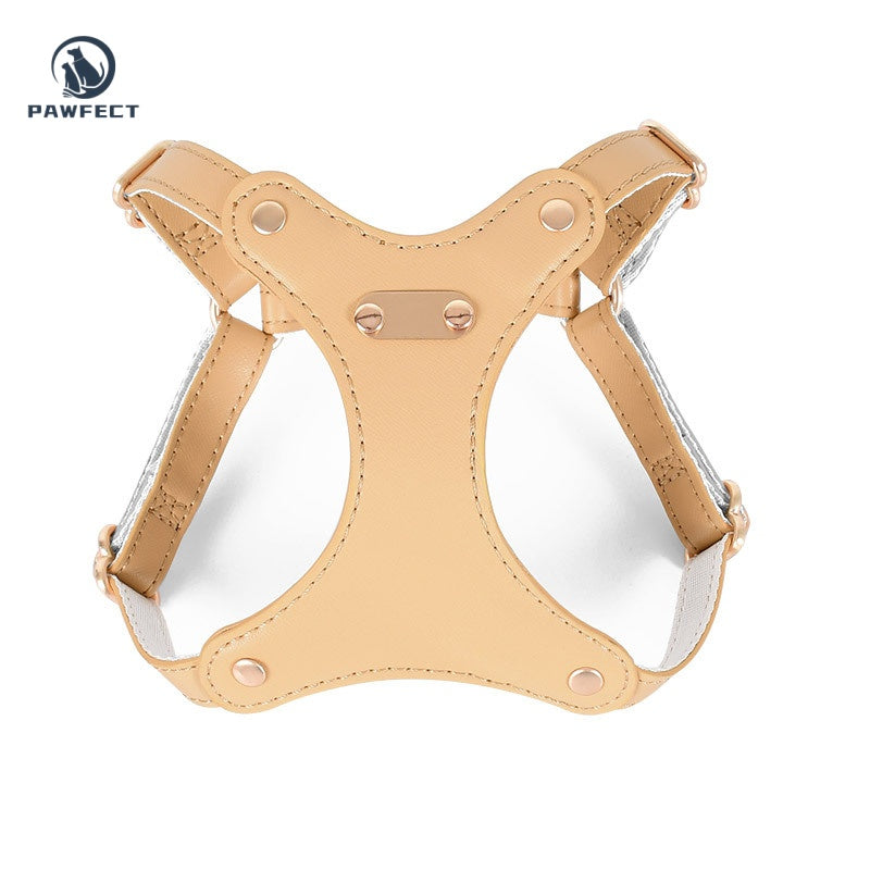 Soft Leather Cat Leash Set with Bow Collar or Harness