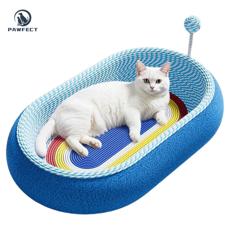Elevated Bowl-Shaped Sisal Cat Nest with Integrated Scratching Surface