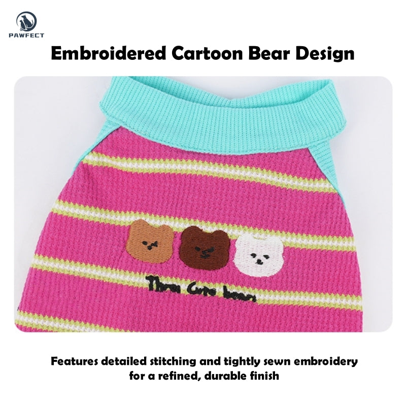 Lightweight Sweet Striped Dog Tank Top with Stretchy Fabric