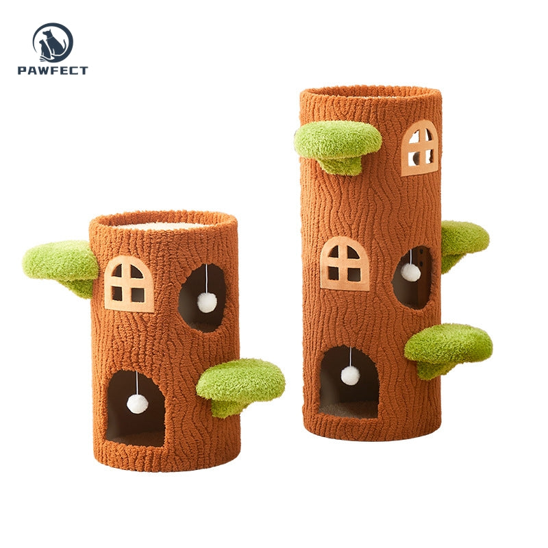 Tree-Shaped Multi-Level Cat Tower with Scratching Post & Cozy Nests