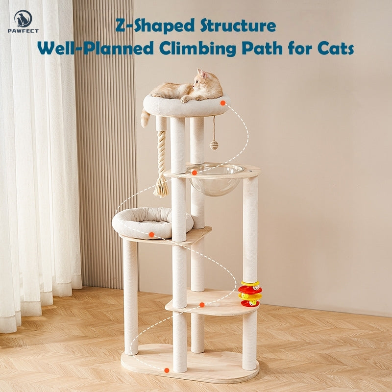 Multi-Functional Cat Tree with Scratch-Resistant Build & Space Capsule Nest