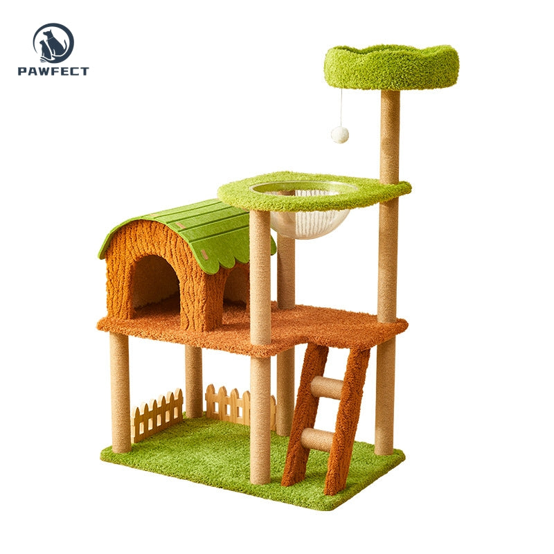 Multi-Functional Cat Tree Tower with Sisal-Wrapped Posts & Cozy Nests