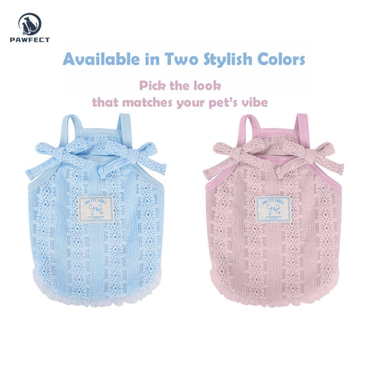 Lightweight Mesh Jacquard Dog Tank Top with Sweet Strap Design