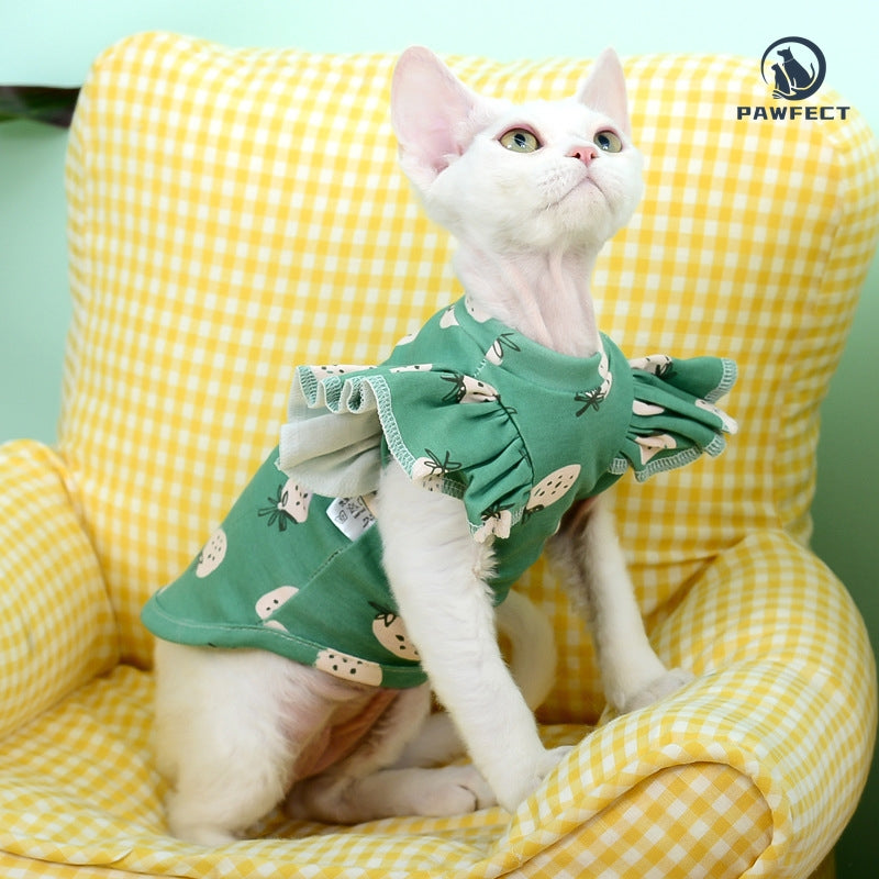Lightweight Ruffle-Sleeve Two-Leg Shirt for Cats