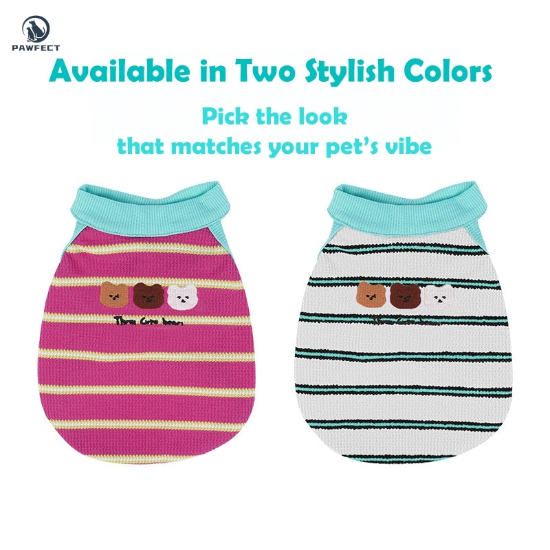 Lightweight Sweet Striped Dog Tank Top with Stretchy Fabric