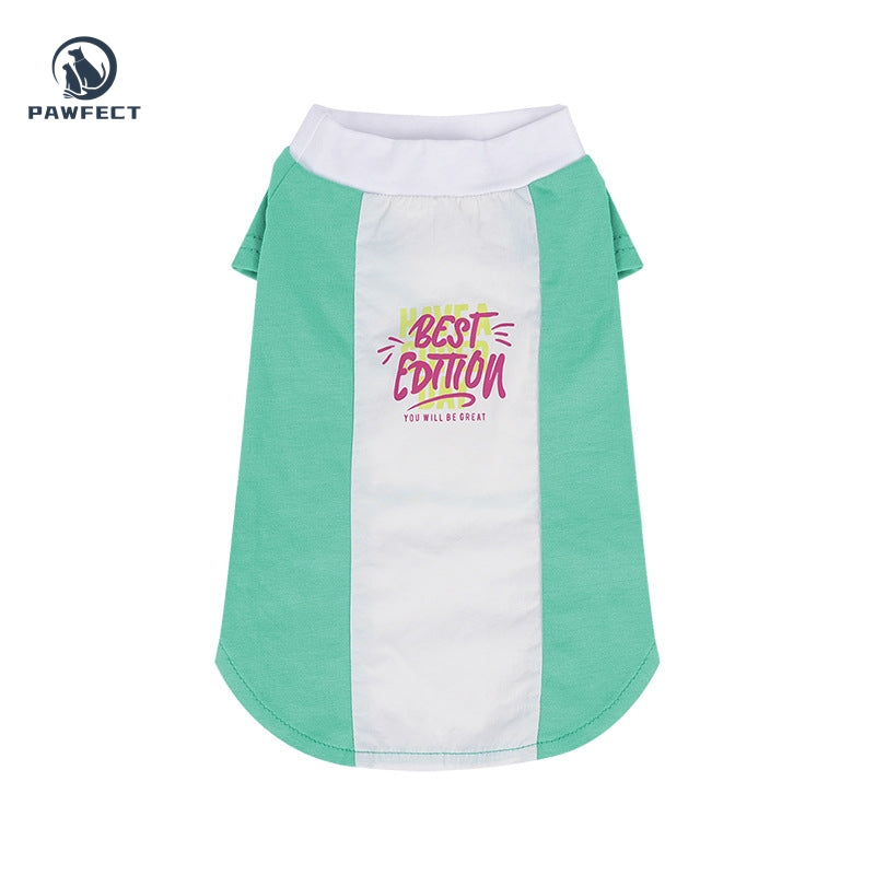 Lightweight Colorblock Printed Flutter-Sleeve Two-Leg Dog Romper