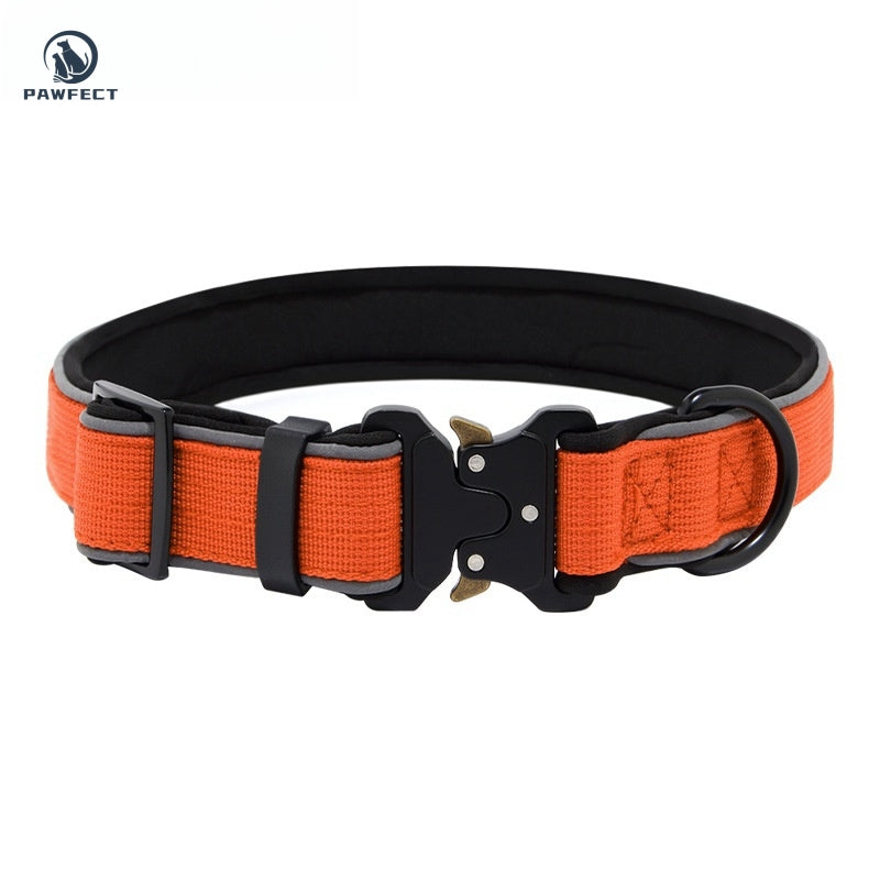 Durable Adjustable Dog Collar with Reflective Piping