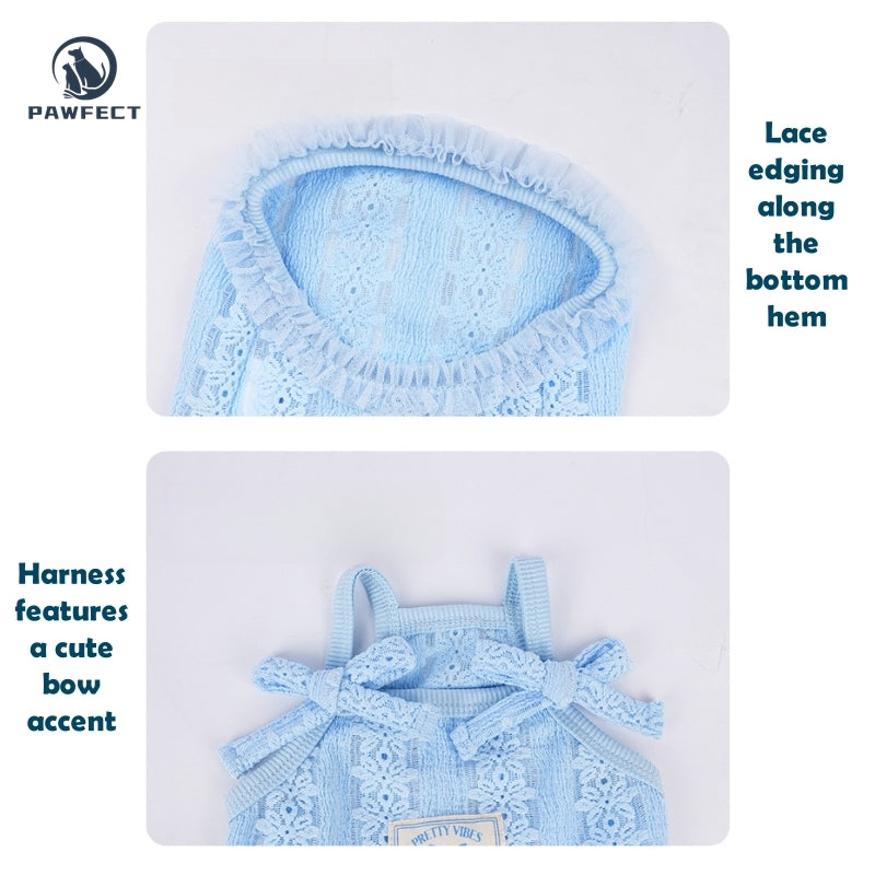 Lightweight Mesh Jacquard Dog Tank Top with Sweet Strap Design