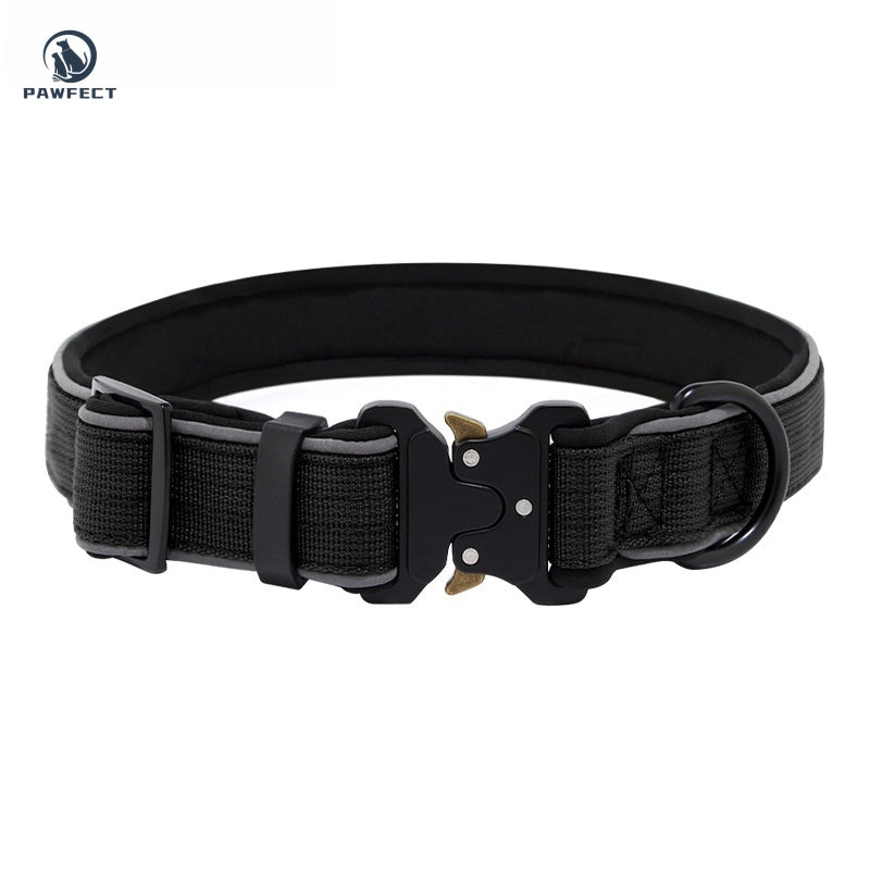 Durable Adjustable Dog Collar with Reflective Piping