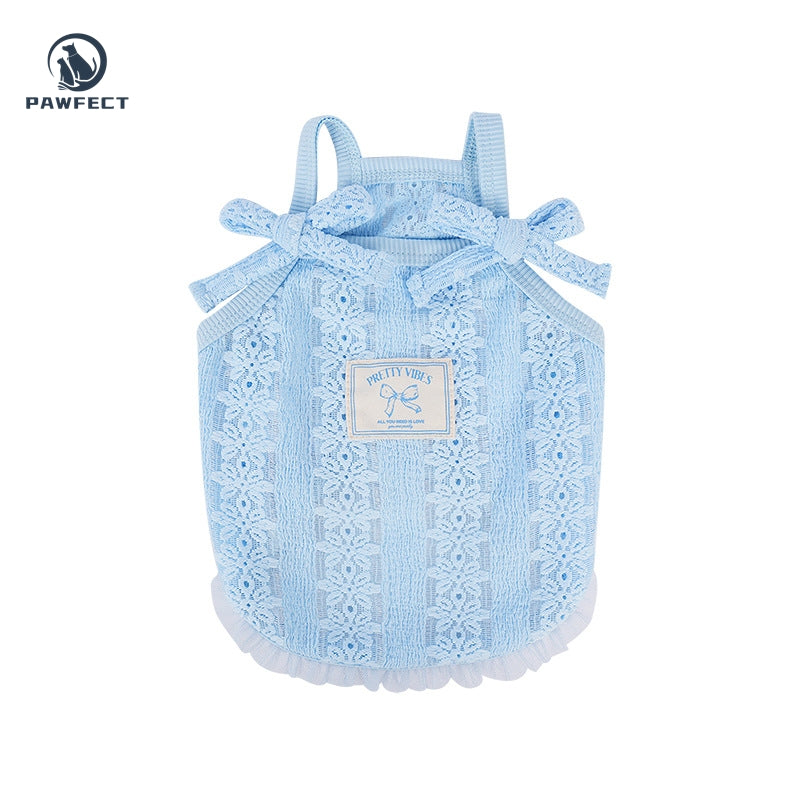 Lightweight Mesh Jacquard Dog Tank Top with Sweet Strap Design