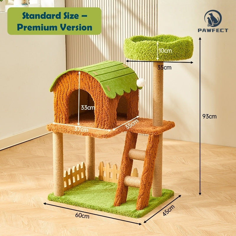 Multi-Functional Cat Tree Tower with Sisal-Wrapped Posts & Cozy Nests