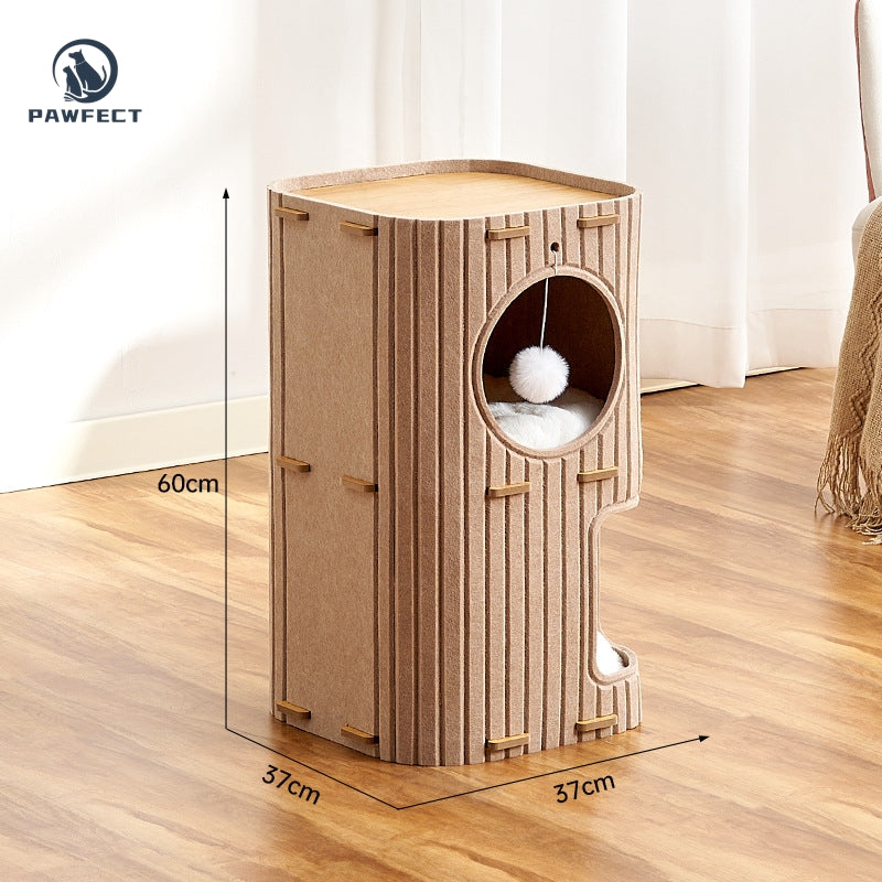 All-in-One Square Felt Cat Condo with Climbing Platform