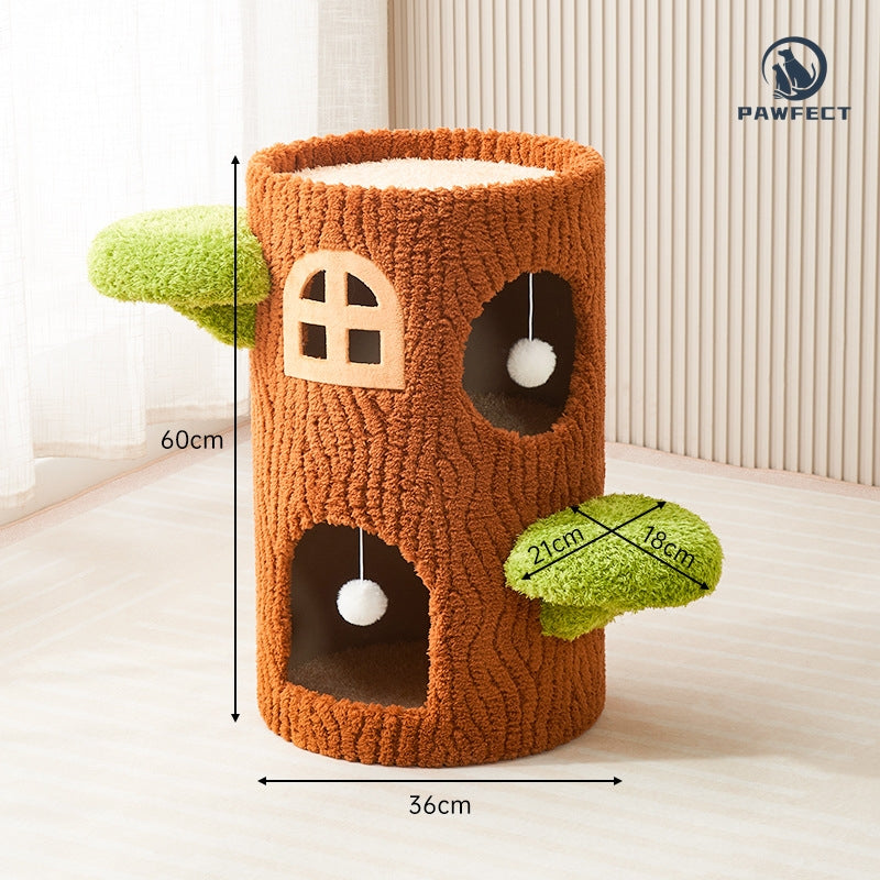 Tree-Shaped Multi-Level Cat Tower with Scratching Post & Cozy Nests