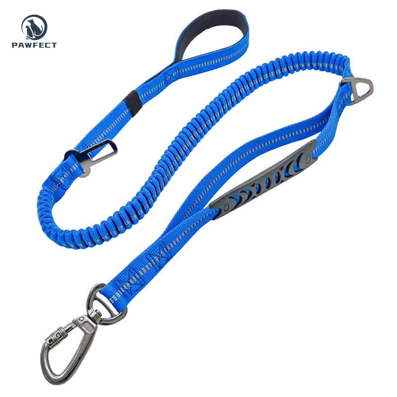 Reflective Elastic Dog Leash with Car Seatbelt Buckle