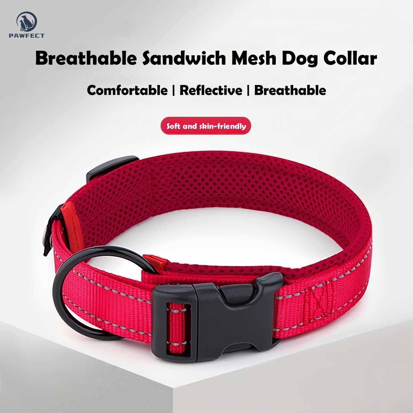 Breathable Sandwich Mesh Reflective Dog Collar