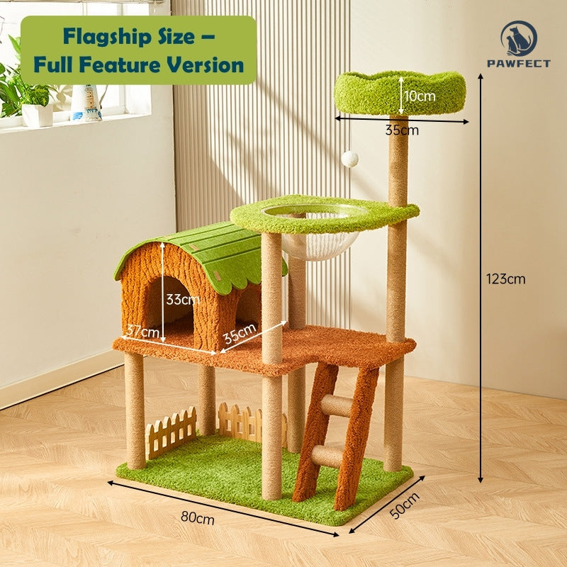 Multi-Functional Cat Tree Tower with Sisal-Wrapped Posts & Cozy Nests