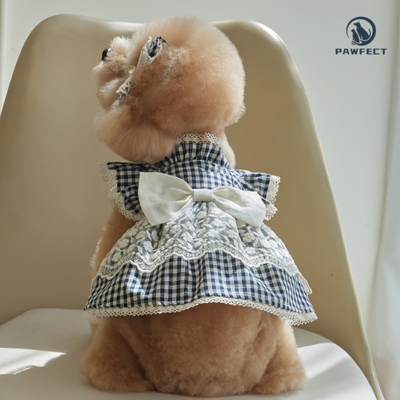 Lightweight Sweet Dog Dress with Bow and Lace Trim
